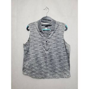 Jamie Sadock 100% Cotton Space Dye Grey Collared Quarter Zip Golf Tank Top Sport